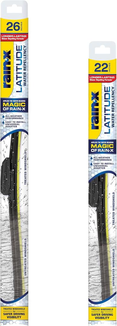 Rain-X 810237 Repellency Water Repellent Wiper Blades, 26" & 22" Windshield Wipers, All Weather Streak-Free for Enhanced Visibility w/ Water Repellency Formula