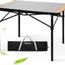 KingCamp Folding Camping Table, Aluminum Roll-Up Camp Table, Large Foldable Table for 4-6 Person, Outdoor Portable Tables with Carry Bag, 176 LBS Heavy Duty Load (Bamboo: 40.16“x27.5”，4-6 People)