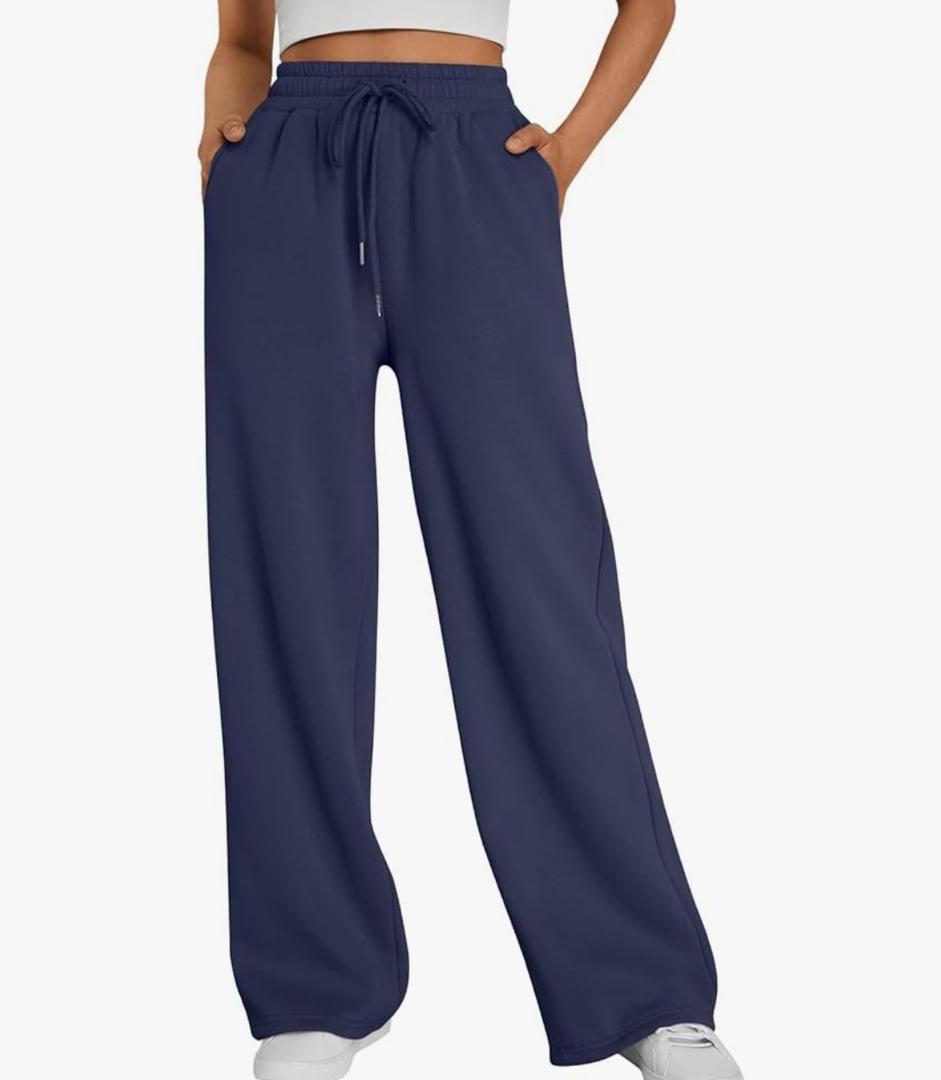 Trendy Queen Womens Wide Leg Fleece Lined Sweatpants Winter Baggy Lounge Travel Pants Fashion Outfits 2025 Joggers Clothes, S