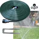 Watoo 2025 Sprinkler Hose & Soaker Hose for Yard - 50 FT Reinforced Flat Garden Hose with Holes, Heavy Duty No-Kink Lawn Irrigation Hose (Includes Stakes, High Pressure Spray)