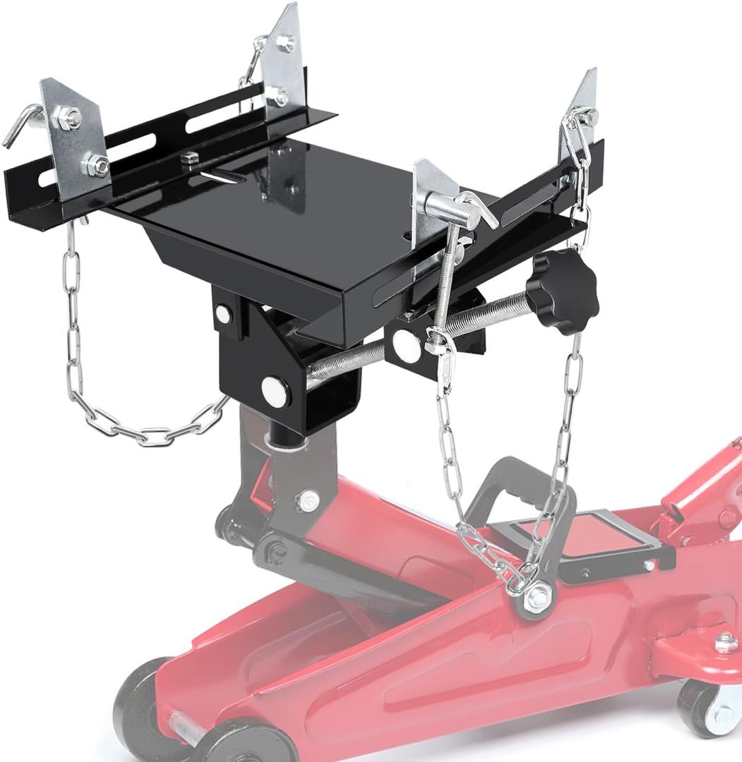 Transmission Jack Adapeter, 1100lbs Gearbox Removal Adaptor for Hydraulic Floor Jack Conversion with 1.17" Removable Saddle Shaft and Double Safety Chains