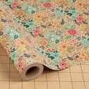 MAYPLUSS Colorful Floral Kraft Wrapping Paper Roll - 17Inch x 33Feet - Garden Boho Floral Gift Wrap Paper Spring Summer Blooms Sheet for Wedding, Bridal Shower, Birthday and Engagement