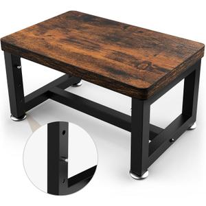 Step Stool, Height-Adjustable Wooden Step Ladder Metal Foot Stool Small Kitchen Stool Helper for Toddler Adults Elderly, Ladder Chair for Home Bedside Bathroom Sink Potty-Black