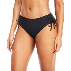 Daci Women Mid Waist Bikini Bottoms - Full Coverage Swim Bathing Suit Bottom Side Tied Swimsuit Bottoms (Small, Black)