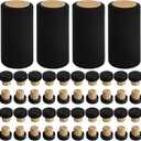 Heat Shrink Liquor Bottle Seals, 80 Pcs, 40 Wood T-Stoppers with 40 Black Shrink Wrap Capsule, Sealing Solution for Liquor Bottles, Ideal for Home Cellars and Cruises