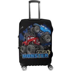 Kuizee Travel Luggage Cover Suitcase Cover Blue Monster Truck Boy Baggag Protector Dustproof Durable Elastic XL Fits 29-32 Inch