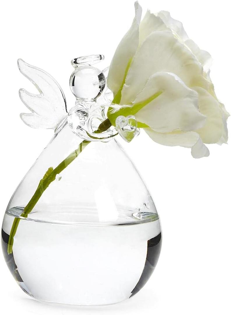 Two's Company Hand-Blown Glass Angel Bud Vase, 4.5-Inch Height