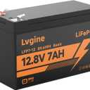12V 7Ah LiFePO4 Battery, 2000+ Deep Cycle Lithium Iron Phosphate Rechargeable Battery for Ride on Toys, Solar/Wind Power, Small UPS, Lighting, Power Wheels, Fish Finder