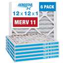 Aerostar MERV 11 Pleated Air Filter, 12x12x1, 6-Pack, Made in The USA