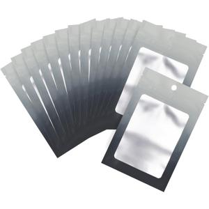 100 Pcs Resealable Gradient Color Mylar Food Storage Bags, Zipper Closure, Reusable, 2.7 X 3.9 Inch, Transparent Window