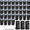 36 Pack, 20oz Stainless Steel Bulk Tumblers with Lids and Straws, Leakproof Double Wall Travel Mug for Hot/Cold Drinks, Home Office Outdoor Party Use, Durable Powder Coated Insulated Cup/Black