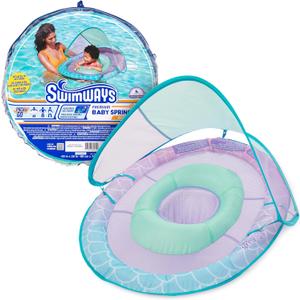 SwimWays Baby Spring Float with Adjustable Canopy and UPF Sun Protection, Blue Lobster (Mermaid)