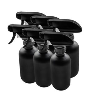 The Bottle Depot - 6 Pack - 8 oz Glass Spray Bottles with Black Trigger Sprayers - Black Frosted - 28-400 Neck Finish - Boston Round Bottles - UV Rays Protection
