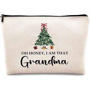 kdqua Grandma Gifts Makeup Bag, Best Grandma Gifts for Christmas from Grandkids, Oh Honey I am That Grandmother Cosmetic Bags Zipper Pouch Travel Organizer Toiletry Bag