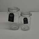 Mason Craft & More Airtight Kitchen Food Storage Clear Glass Clamp Jars, 4 Piece Clamp Preserving Jar Set (.5L, 1,5L, 2L, and 3L)