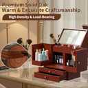 Makeup Organizer Countertop with Drawers: Wooden Multifunctional Dresser Top Cosmetics Storage Tabletop Skin Care Organizer Shelf for Desktop, Skincare, Beauty Supplies, Cosmetics Display