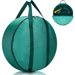 600D Oxford RV Hose Storage Bag Garden Hose Cover Multipurpose Heavy Duty Bag Tool Covers for EV Charging Cable Car Battery Jumper Cables RV Sewer Pipe Extensions, Green 7.87"L x 5.91"W