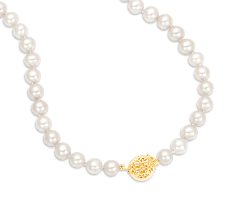 6-7 mm Freshwater Pearl Necklace with Gold Wind Rose, Box Clasp Necklace, Jewelry For Her