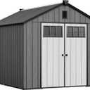 YITAHOME 8x10 FT Outdoor Storage Shed with Floor, Plastic Garden Shed for Bikes, Tools, and Pool Supplies, Outdoor Resin Shed with Lockable Doors, Windows, and Vents for Patio, Lawn, Backyard, Black