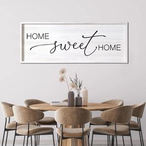 Home Sweet Home Decorative Rustic Sign & Plaque Framed Wall Art for Couples, 40''15'' Cottagecore Wooden Horizontal Home Sweet Home Wall Decor Above Bed, Vintage Farmhouse Wedding Gift