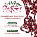 2 x Christmas Halloween Watch Band Compatible with Apple Watch Band 38mm 40mm 41mm 42mm 44mm 45mm 46mm 49mm, Christmas Holiday Replacement Strap Band for iWatch Series Ultra SE 10 9 8 7 6 5 4 3 (Red Plaid&Elk)