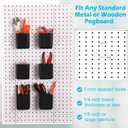 LemonRoad 6 Pack Pegboard Cups with Hooks 3.5 x 2 x 4 Inch Plastic Peg Board Storage Pins Black Pegboard Wall Organizer Holder Attachments Accessories for Office Classroom Workbench Craft Room Garage