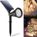 Solar Power Spot Lights Outdoor Waterproof for Christmas Decorations, Flag, Tree, Wreath, Santa Claus, Snowman, Bright LED Landscape Lamp Uplights for Outside Garden, Yard, Patio, Sidewalk,Warm White (1 Pack)