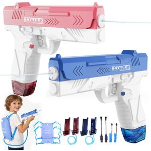 2 x GPPNKC Electric Water Guns for Kids and Adults - Automatic Power Water Pistol with 1000ml Large & 25-33FT Long Range Squirt Guns for Pool Beach Party Outdoor Summer Toys Gift for Boys Girls (2 Pack)