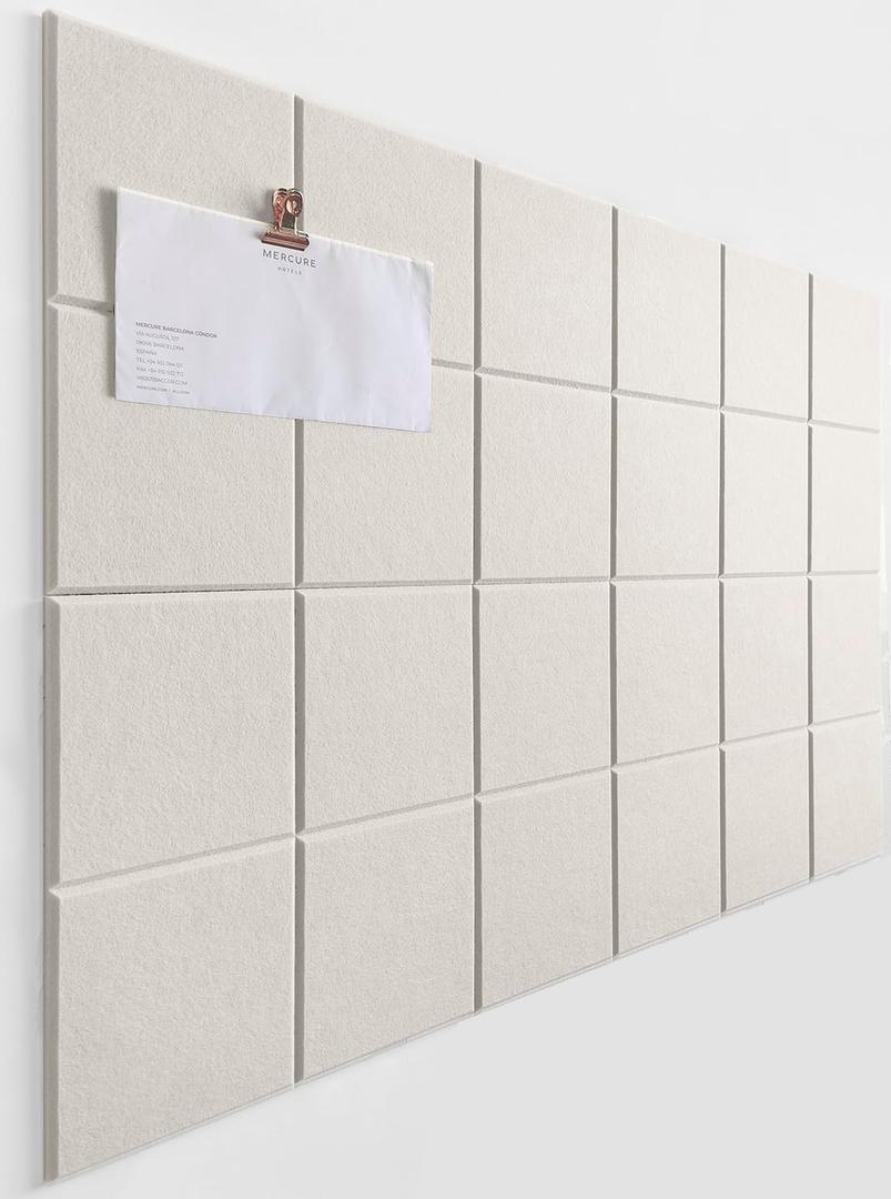 Cork Board 24 x36 Alternative - 6 Pack Felt Wall Tiles with Safe Removable Adhesive Tabs, Cork Boards for Walls Cork Board for Home Office Pin Board Tack Board - Beige