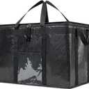 NZ home Insulated Bags for Food Delivery (3XL PRO) Grocery Shopping Cooler Bag, Pizza Delivery, Hot & Cold Catering Tote, Reusable, Foldable & Heavy Duty (Black)