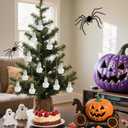 2 x Watayo 12 Pcs Halloween Hanging Ghosts Glass Ornaments, 1.8" x 1.3" Small Ghosts Pendant Tree Decorations, Farmhouse Rustic Glass Ghost Ornaments for Haunted House Yard Lawn Tree Party Decor (B Style)