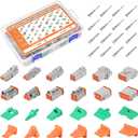 212Pcs 13 Kits Deutsch Connector Kit 2/3/4/6/8/12 Pin DT Connectors 15-20 AWG Deutsch Connector Kit Deutsch Solid Contacts Automotive IP67 Waterproof Electrical Wire Connector Plugs