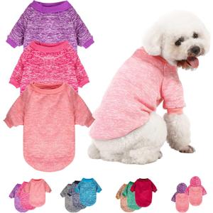 3 Pack Dog Sweater, Dog Sweaters for Small Dogs, Warm Soft Pet Clothes for Puppy, Medium Large Cat, Dogs Girl or Boy, Dog Shirt for Winter Christmas (Pink+Purple+HotPink, X-Small)