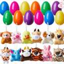 HIKISS 12 Pcs Easter Eggs with Mini Stuffed Animal Plush Toys Easter Basket Stuffers Filler for Kids Toddler Boys Girls Egg Hunt Party Favors Classroom Prize Supplies