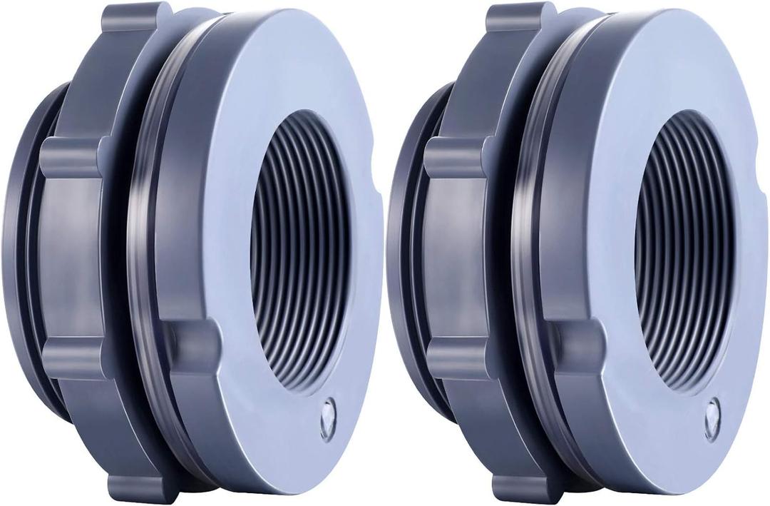 Outus 2 Pieces PVC Bulkhead Fitting for Rain Barrels, Aquariums, Water Tanks (1.5 Inch) Outus 2 Pieces PVC Bulkhead Fitting for Rain Barrels, Aquariums, Water Tanks (1.5 Inch)