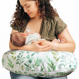 Boppy Nursing Pillow, Safe Ergonomic Breastfeeding & Baby Feeding Support | U-Shaped Ergonomic Design, Softer Cushiony Fill, Machine-Washable & Dryer-Safe Cover - Green Sage Leaf
