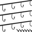 MOCOUM Under Cabinet Metal Mug Holder - Iron Hanging Rack for Coffee Cups and Kitchen Utensils Display (Black, 3)