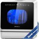 AIRMSEN Countertop Dishwasher with Built-in Water Tank & Softener | 8 Wash Programs & 3 Useful Functions, No Hookup Needed, Hot Air Drying & 72H Air Circulation, Delayed Start, Child Lock