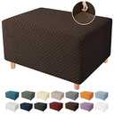 YEMYHOM Ottoman Cover Latest Jacquard Design High Stretch Folding Storage Footstool Protector Rectangle Removable Slipcover (Ottoman Small, Dark Coffee)
