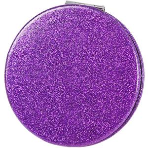 Cute Purple Compact Mirror for Women,Magnifying Travel Mirror with Glitter,Leather Small Pocket Mirror,Portable 2 x 1x Magnification Folding Makeup Mirror,Cosmetic Mirror for Gift