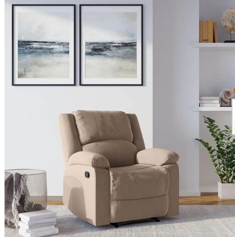 Lexicon Manual Recliner Sofa Chair, Home Theater Seating, Wall Hugger Manual Reclining Nursery Chair for Bedroom/Living Room/Office/Apartment, Oatmeal Textured Fabric