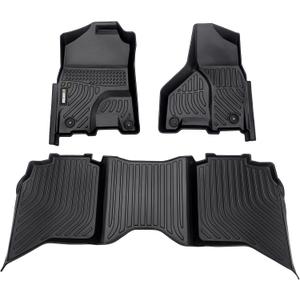 HAFIDI Floor Mats Fit for 2013-2018 Dodge Ram 1500/2500/3500 Crew Cab & 2019-2024 Dodge Ram 1500 Classic Crew Cab, All Weather Car Floor Liners, Fits 1st & 2nd Row Full Set Custom Accessories, Black