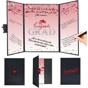 2 x Crenics Black and Red Graduation Decorations Class of 2026, Creative Graduation Guest Sign in Book Alternative, Congrats Grad Signature Book 18" x 12", Awesome Graduation Gift or Keepsake