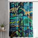 AILONEN Boys Dinosaur Shower Curtain 72" W*72" H for Bathroom,Cartoon Dinosaur Bathroom Shower for Kids Boys,Retro Blue Dinosaur Print Bath Curtain Polyester Waterproof Bathroom Curtain with 12 Hooks