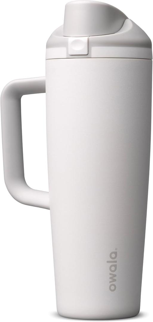 Owala FreeSip Tumbler Insulated Stainless Steel Water Bottle with Built-in Straw and Side Handle, For Travel, Work, School, and Sports, 30oz, BPA Free, Leak Proof, Shy Marshmallow