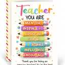 4 x Teacher Cards, Teacher Greeting Card With Colorful Pencil Artwork, Teachers Appreciation Gift Card For Back To School, Happy First Day Of School Card, Teachers Birthday Gifts From Student, Parent Or Class