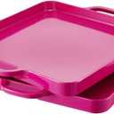 Square Serving Trays with Handles Melamine Hot Pink 12.5x12.5 Inch Spill Proof Kitchen Eating Trays Set of 2 for Cafeteria Cafe Food Appeizer Dessert Snack Dinner Lunch Breakfast,TR12-02