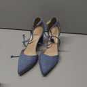 Allegra K Women's Ankle Tie Chunky Heel Pointed Toe Dress Haze Blue Pumps 7.5 M US