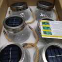 Cooo Christmas Gifts 6 Pack Solar Lanterns Waterproof Outdoor Heavy Crackle Glass 30 LED Warm Firefly Lights Stainless Steel Lid 215% Solar for Women Mom Grandma Outdoor Table Lamps Garden Yard Decor