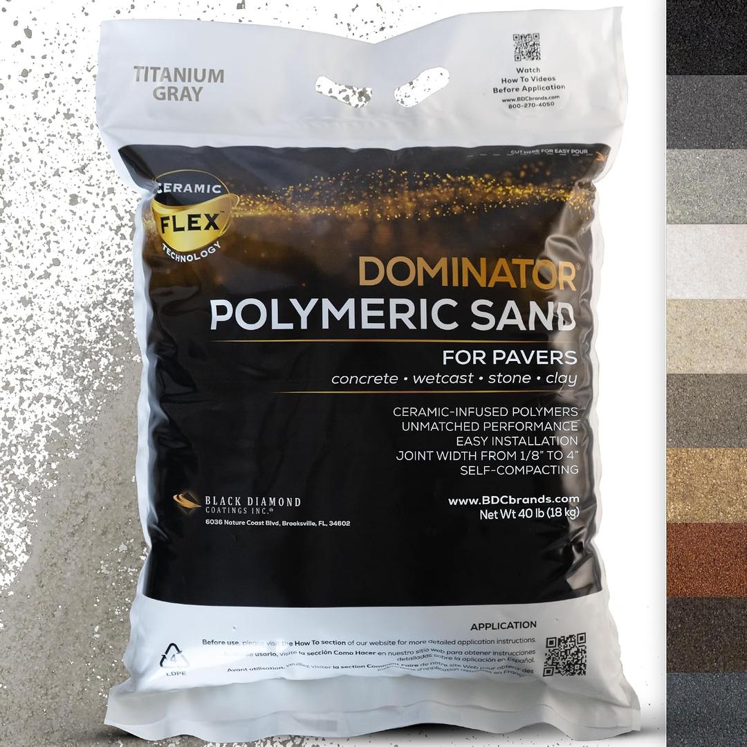 DOMINATOR Polymeric Sand for Pavers, Titanium Gray, 40 lbs - Revolutionary Ceramic Flex Technology for Stabilizing Paver Joint Widths 1/8 to 4 - Professional Grade Paver Sand for Patio Pavers